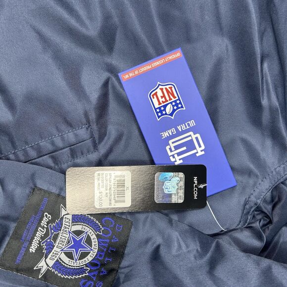 New Men's Dallas Cowboys NFL Team Apparel Satin Full Snap Varsity Navy Jacket XL - Picture 3 of 11